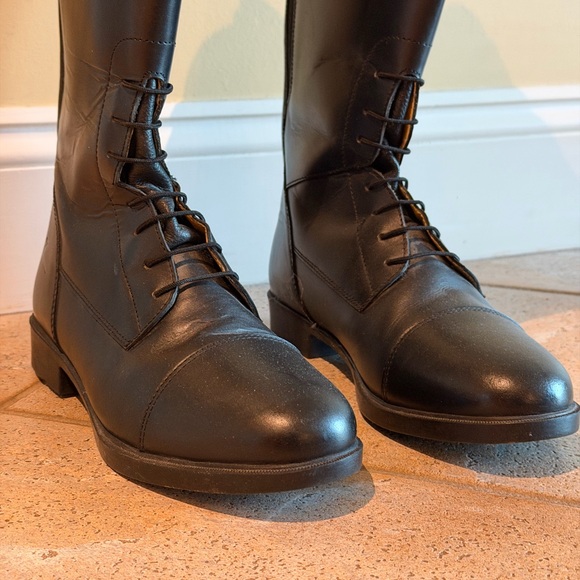 Black Tall Horseback Riding Boots - Horze Brand Size 38W (8W in US) - Picture 4 of 11